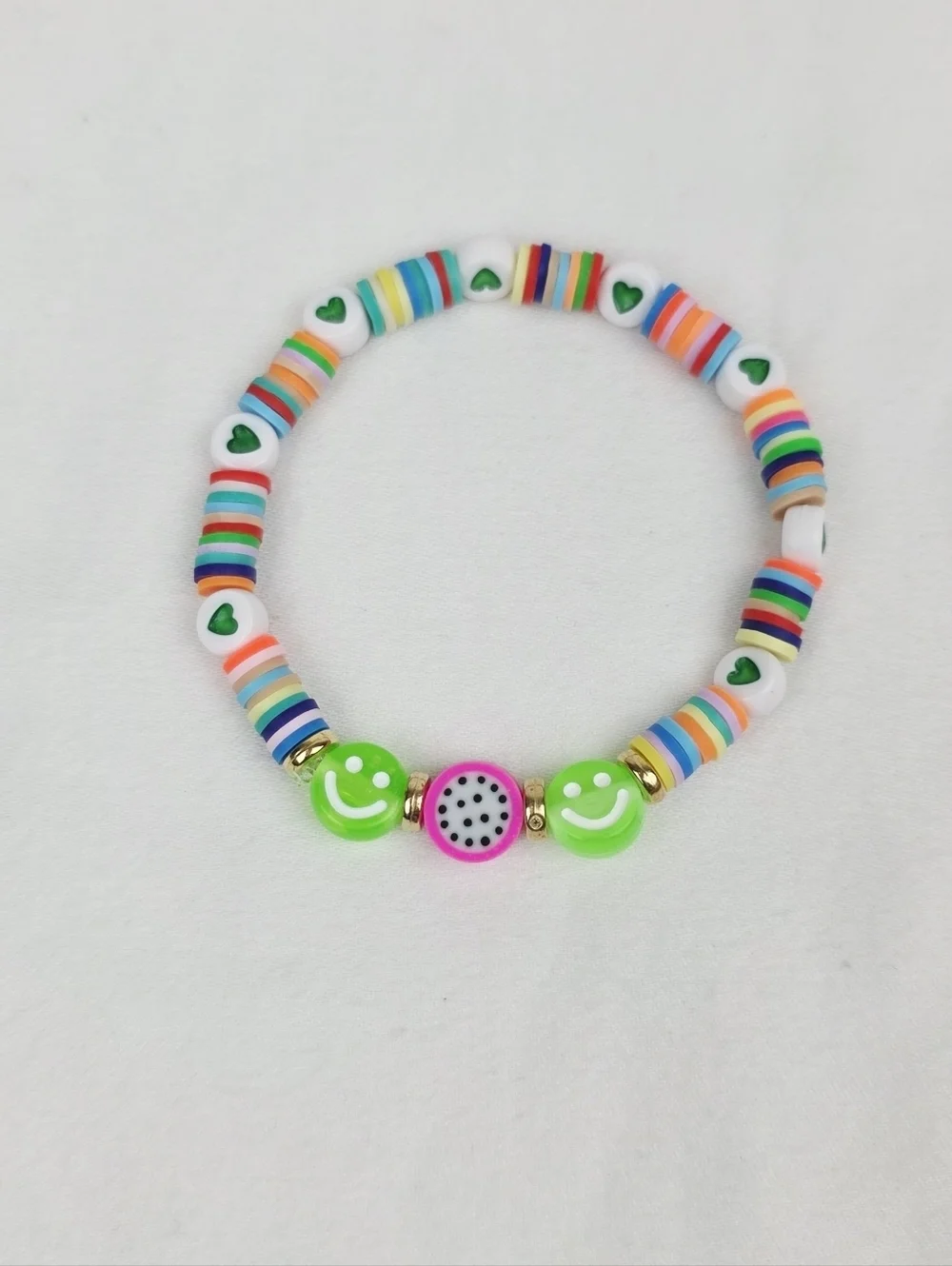 Handmade Clay Bead Multi Color Smiley Face Fruit Bracelet